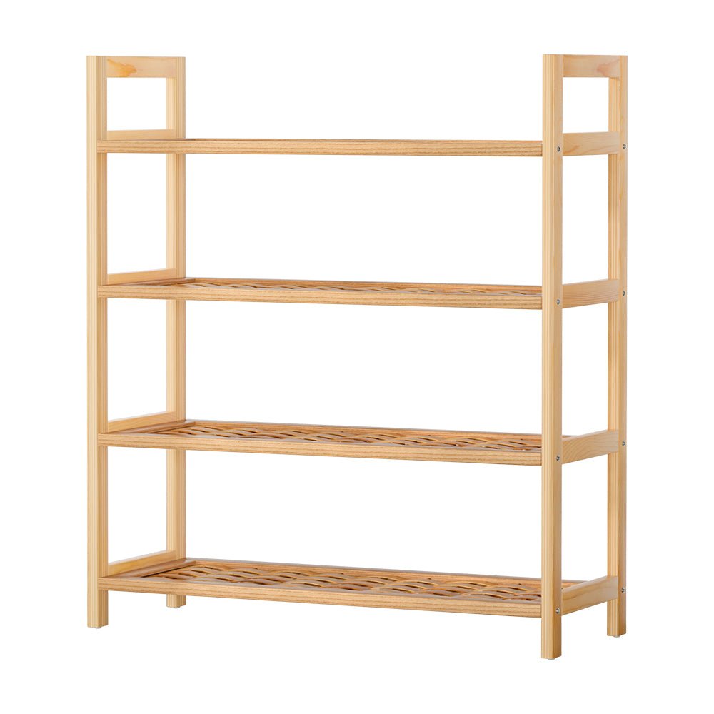 Artiss 4-tier Shoe Rack 12 Pairs Shoe Storage Weaved Shelves