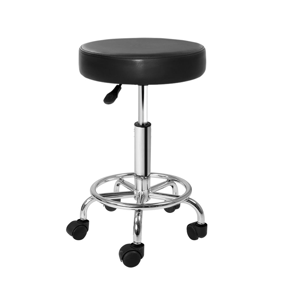 Artiss Salon Stool Round Swivel Chair Black