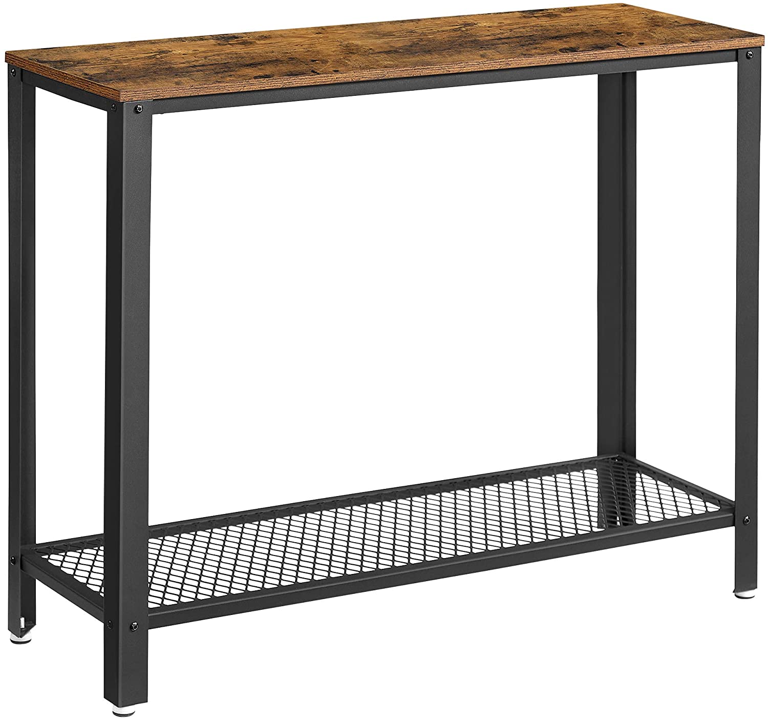 Console Table Metal Frame Rustic Brown