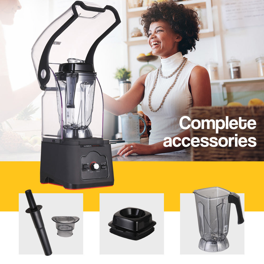 POLYCOOL Commercial Blender Quiet Enclosed Processor Smoothie Mixer Fruit, Black-QLD_Metro