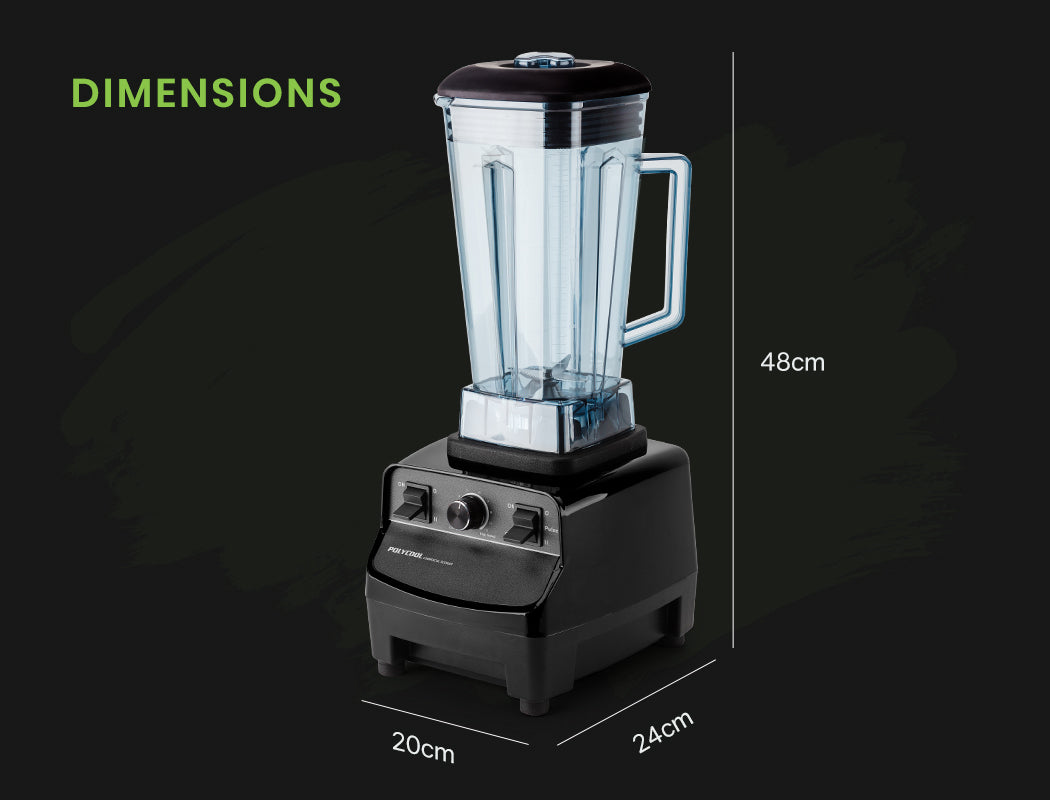 POLYCOOL 2L Commercial Blender Mixer Food Processor Smoothie Ice Crush Black-REMOTE