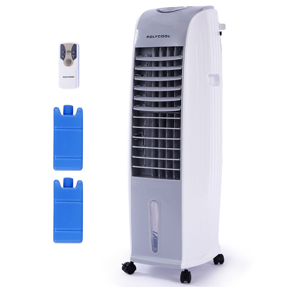 POLYCOOL 8L Portable Evaporative Air Cooler 24 Hour Timer 4 in 1 Cooling Fan, Grey and White-ACT