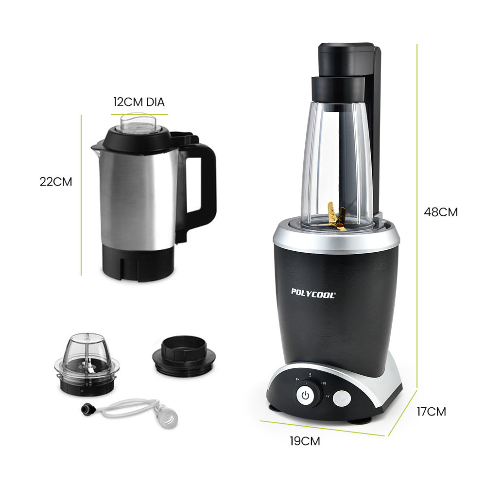 POLYCOOL 1000W 5in1 Vacuum Blender, 700ml Capacity, With Heating Jug and Grinder Cup-ACT